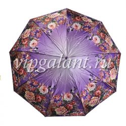 Зонт женский 102 Diniya 3 слож. автом сатин цветы и узоры 13