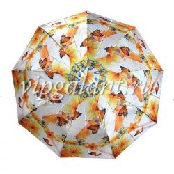 Зонт женский 108 Diniya 3 слож. авт бабочки сатин 15