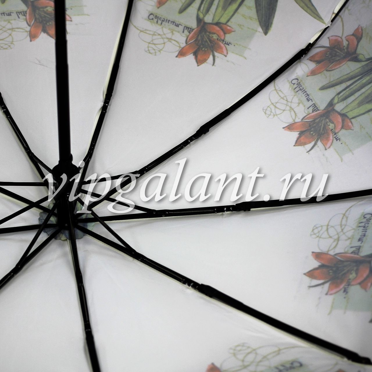 Зонт женский 129 Diniya 3 слож с/а сатин цветы 11
