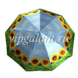Зонт женский 129 Diniya 3 слож с/а сатин цветы 13