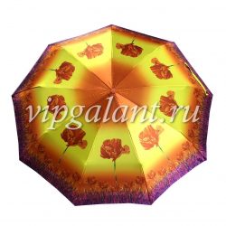Зонт женский 129 Diniya 3 слож с/а сатин цветы 17