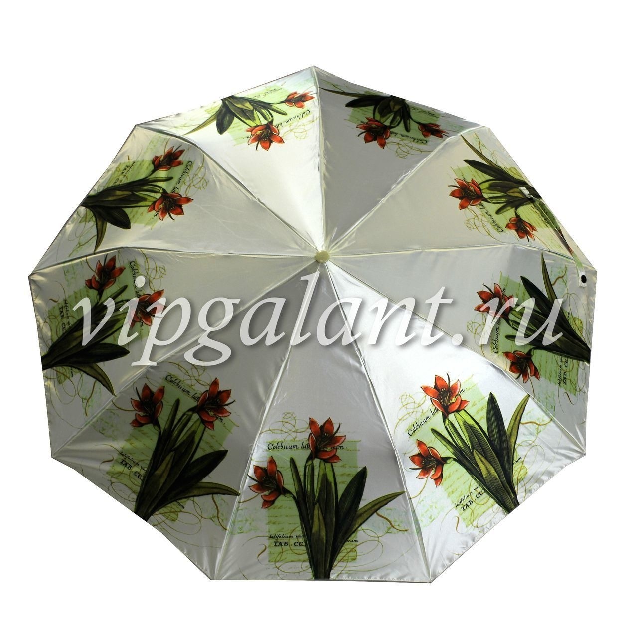 Зонт женский 130 Diniya 3 слож автомат цветы, бабочки сатин 7
