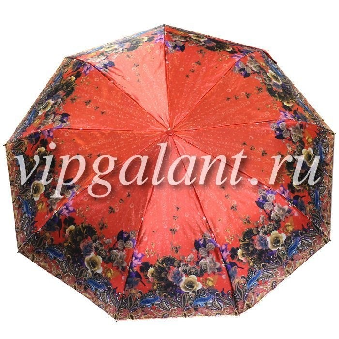 Зонт женский 102 Diniya 3 слож. автом сатин цветы и узоры 7