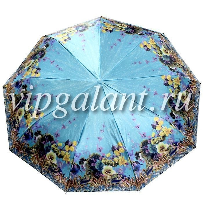Зонт женский 102 Diniya 3 слож. автом сатин цветы и узоры 1