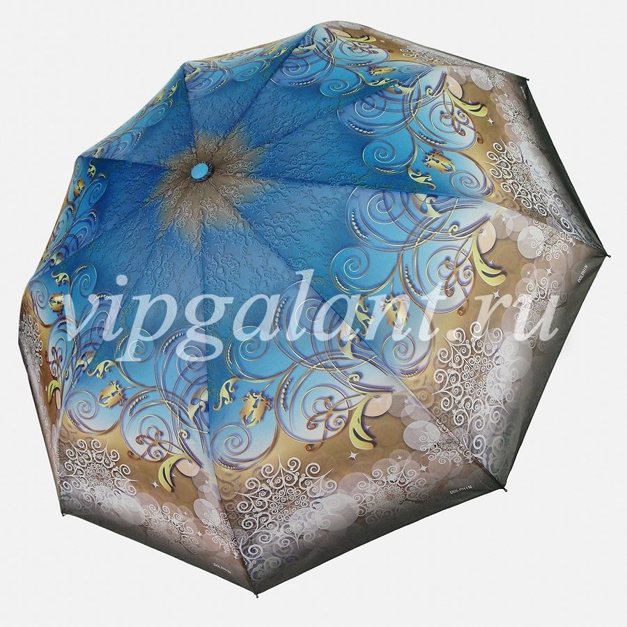 Зонт женский 1320 Dolphin 3 сл с/а 3D цветы полиэстер 13
