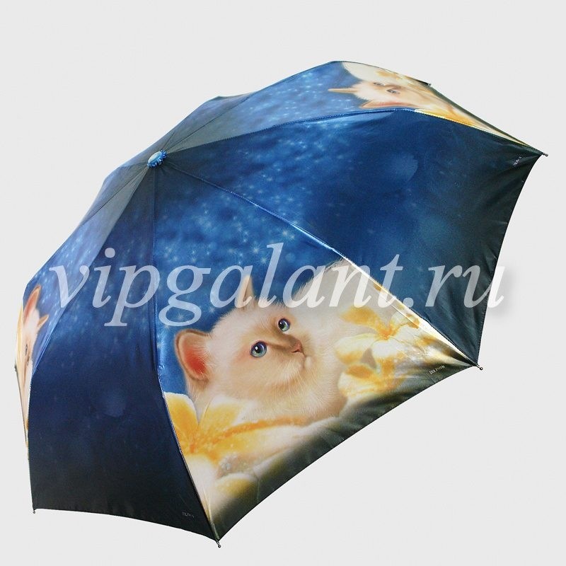 Зонт женский 1348 Dolphin 3 сл с/а сатин кошки 5