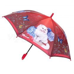 Зонт детский 402 Diniya трость автомат сатин кошки 2