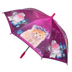 Зонт детский 402 Diniya трость автомат сатин кошки 3