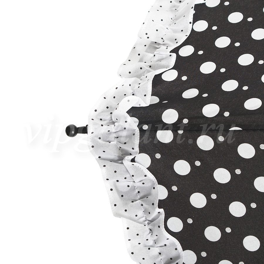 Зонт детский 405 Diniya трость черно-белый горох рюшка 8