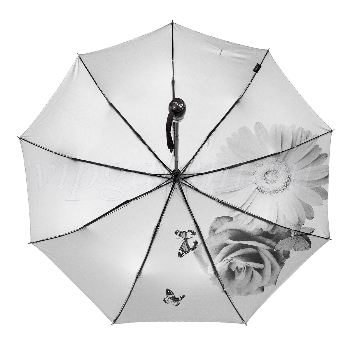 Зонт женский 832 Diniya 3 слож. с/а цветы внутри серебро 21