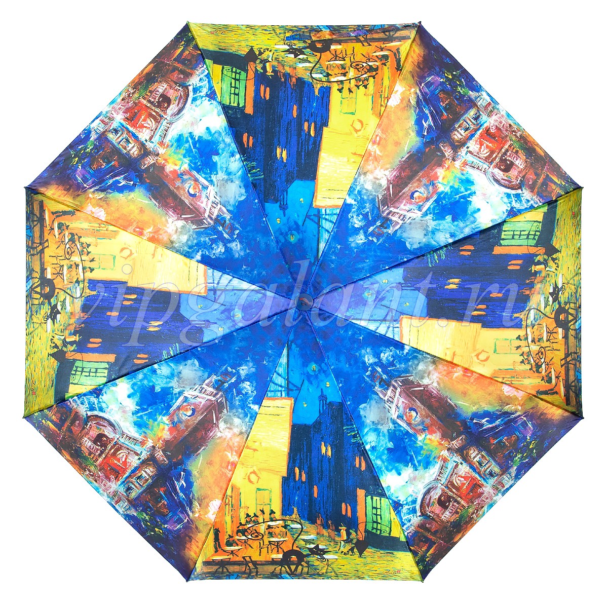 Зонт женский синий купол 6