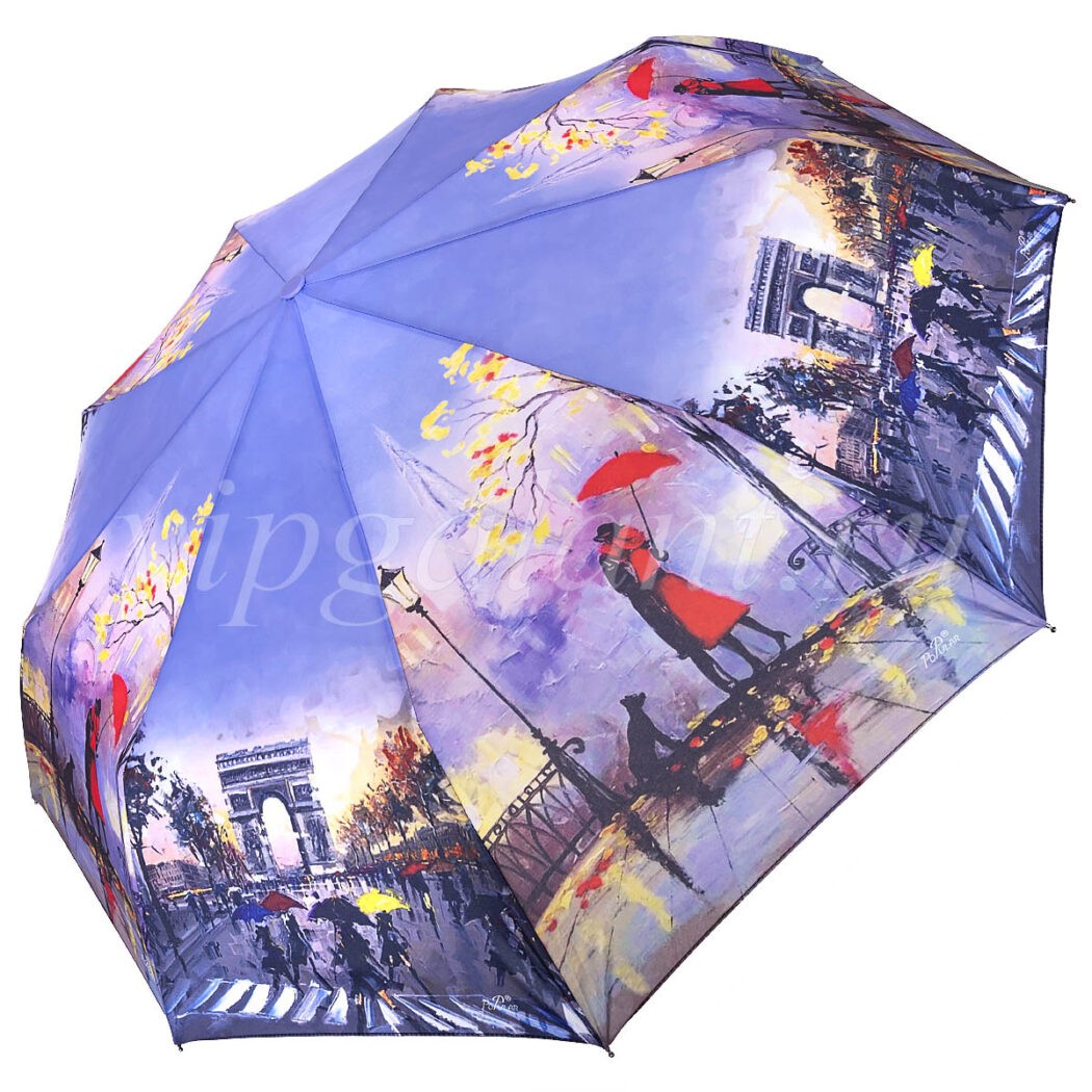 Женский зонт складной Popular 1298PG Живопись лиловый