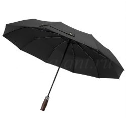 Черный складной зонт с прямой деревянной ручкой Classica 1504 Черный зонт с прямой ручкой Classica 1504