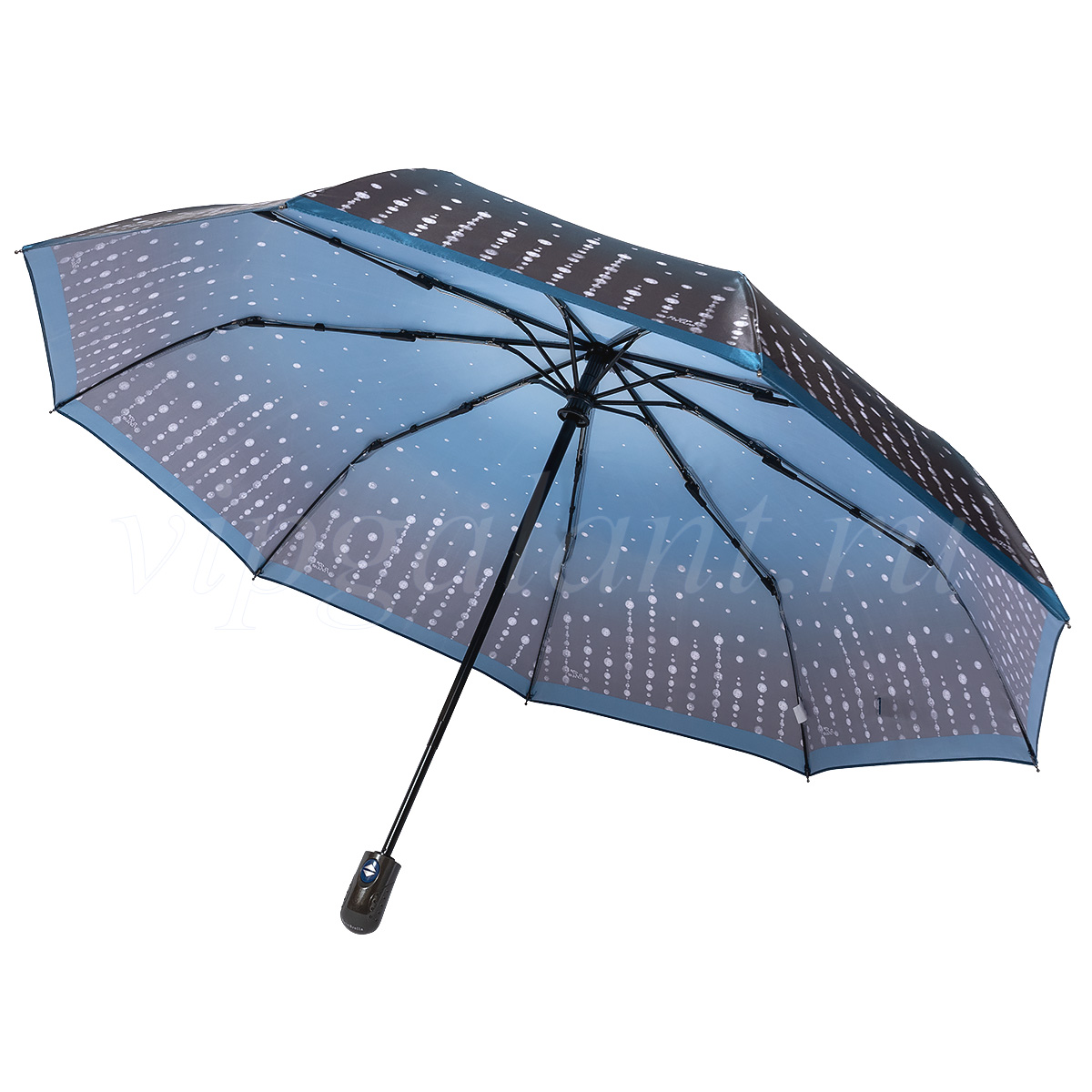 Складной сатиновый зонт c прямой цветной ручкой Rainbrella 3006 Складной зонт с прямой ручкой Rainbrella 3006